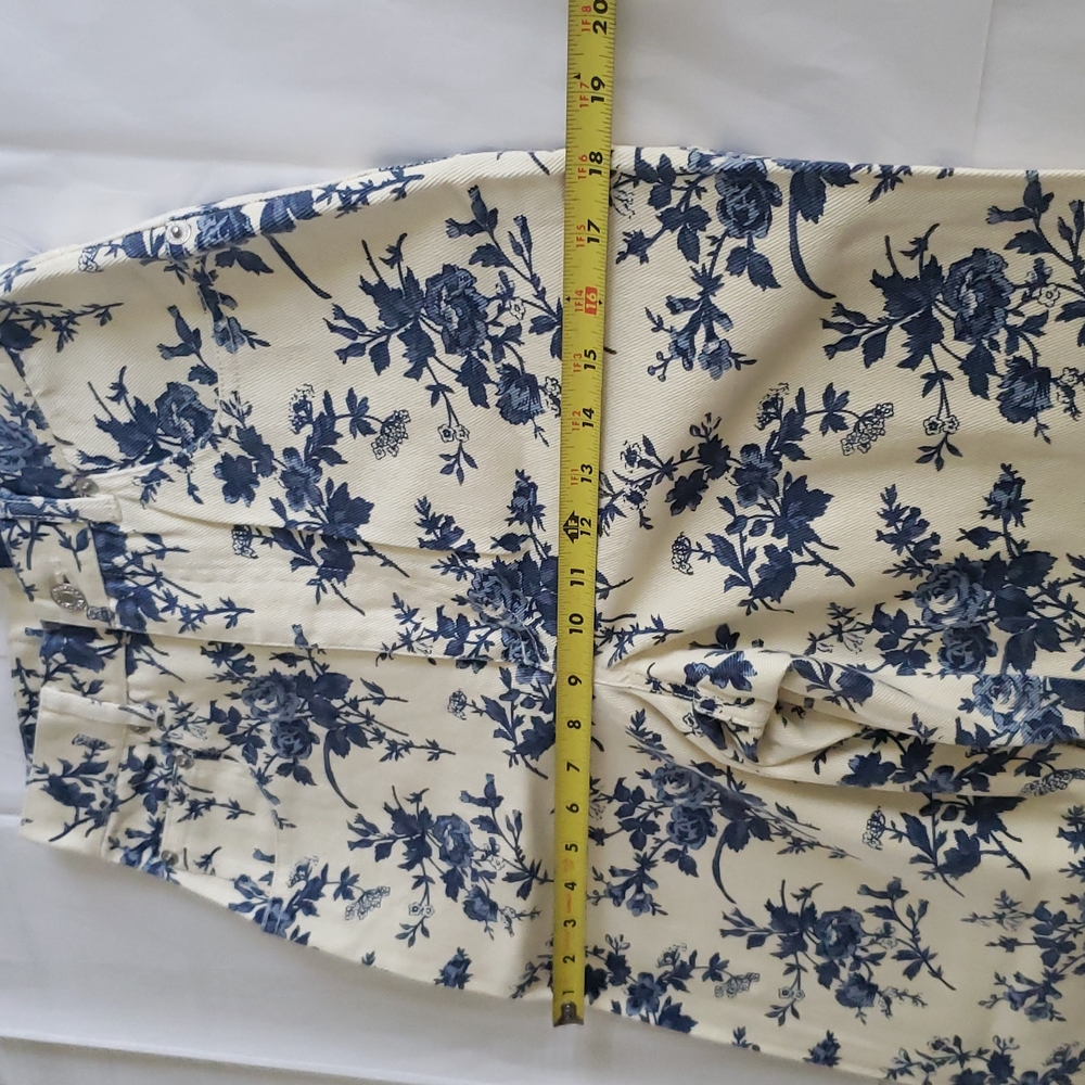 CAMBRIDGE New MOM Jeans Floral Print Ivory Blue Denim 100% Cotton NWT Womens🎉HP - Picture 11 of 14